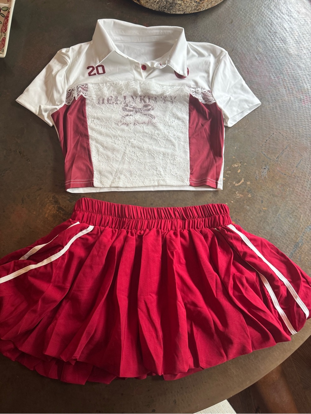Women’s red pleated skirt set Hello Kitty New